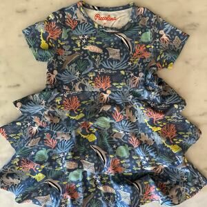 Piccolina Ocean Life Tiered Crewneck Pullover Dress SZ 4T